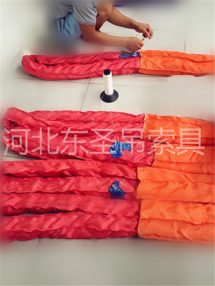 10噸10米大噸位吊裝帶加工現(xiàn)場--河北東圣吊索具制造有限公司--石材夾具|小型攪拌機|液壓堆高車|手動叉車